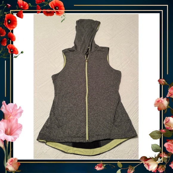 tek gear Jackets & Blazers - Women’s Tek Gear Warm Gear sleeveless hoodie jacket - gray and neon - small